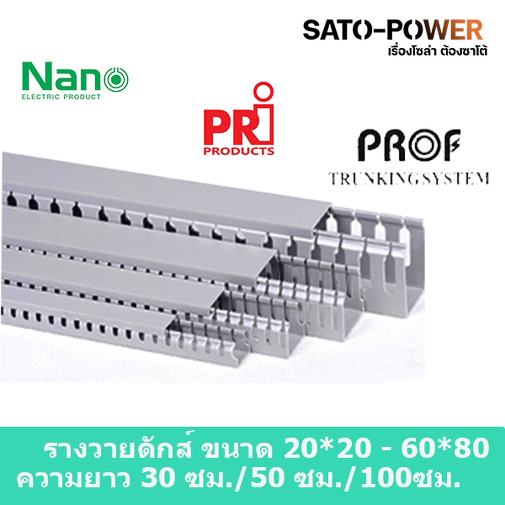 รางวายดักPROF WD4040PROF/ขนาด40x40/ยาว 30ซม. 50ซม. 99ซม. รางเก็บสายไฟ สีเทา รางเก็บสายไฟแบบทึบ รางครอบสายไฟพลาสติก แบ...