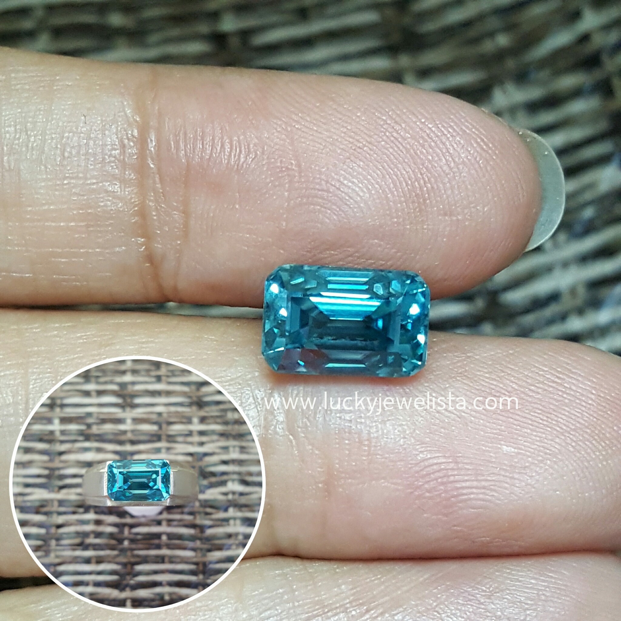 พลอยเพทายฟ้า Blue Zircon จากบ่อแก้วกัมพูชา น้ำหนัก 5.9 กะรัต