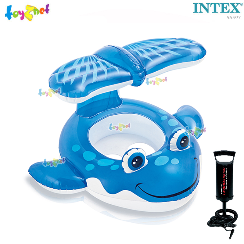 Intex ส่งฟรี ห่วงยางเด็กสอดขารูปปลาวาฬน้อย 1.04 x 0.84 ม. รุ่น 56593 + ที่สูบลมดับเบิ้ลควิ๊ก วัน