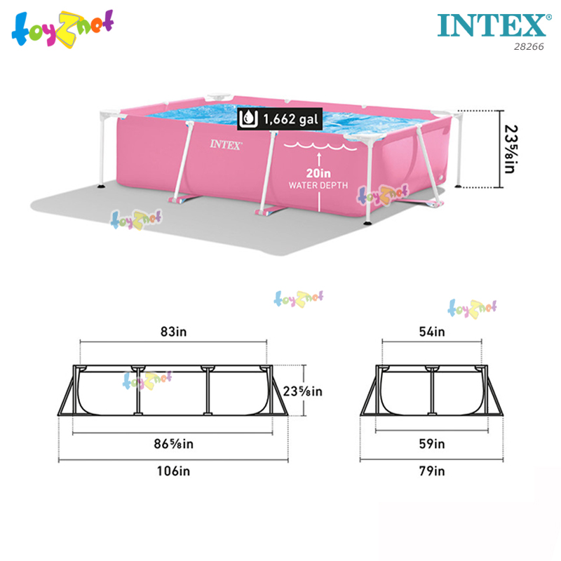 Intex Rectangular Frame Pool Pink 2.2x1.5x0.6 m No.28266