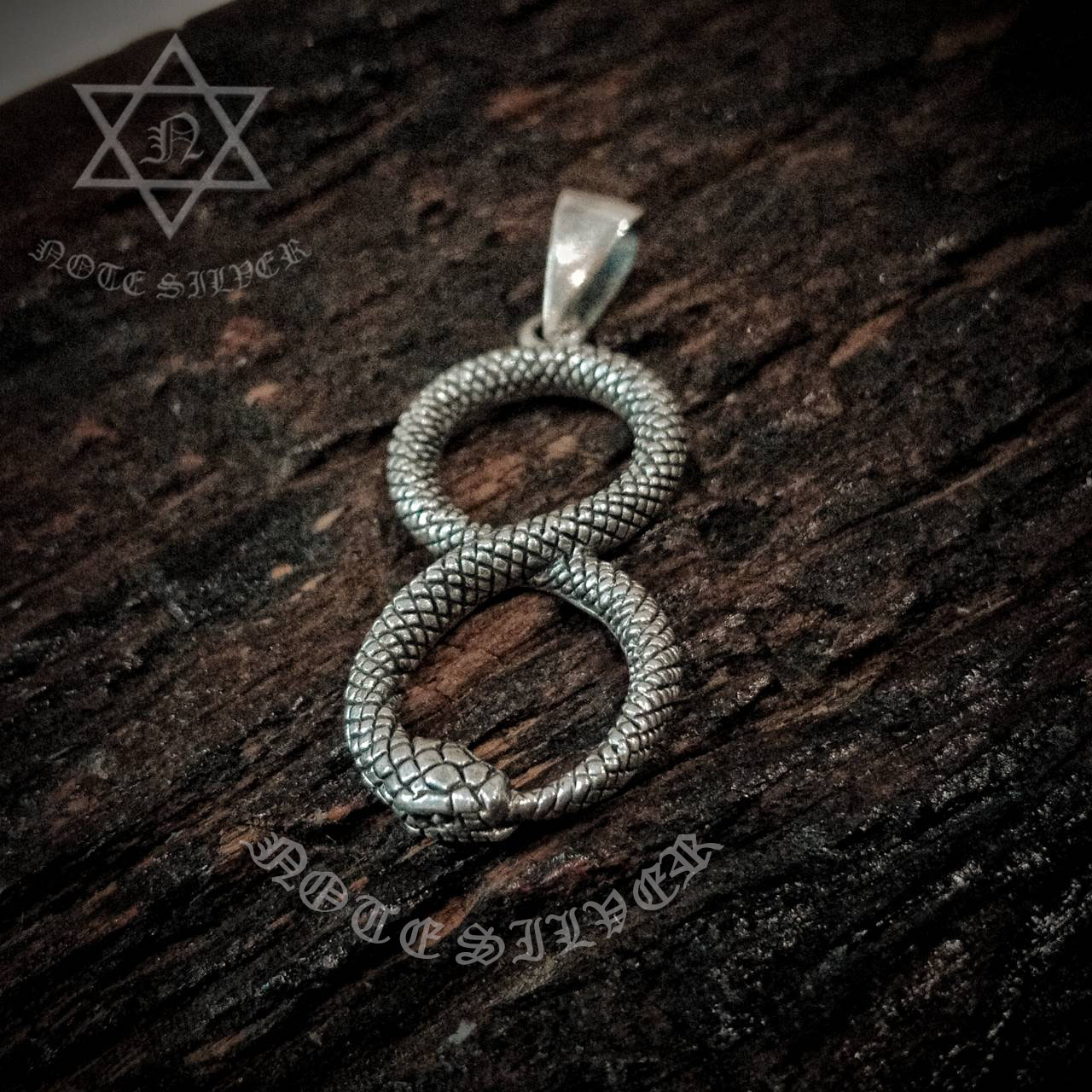 จี้เงินแท้ ลายงูกินหางขนาด ใหญ่ Sterling Silver 925 NSPD3033