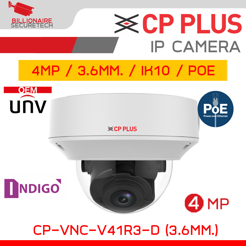 CP PLUS CP-VNC-V41R3-D-0360 (3.6mm.) IP Camera 4MP IR30M IP67 POE OEM UNIVIEW ใช้ร่วมกับเครื่องบันทึก CP-VNC-V41R3-D-0360