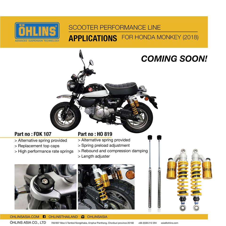 โช็ค OHLINS หน้า HONDA MONKEY 2018 ราคา7450