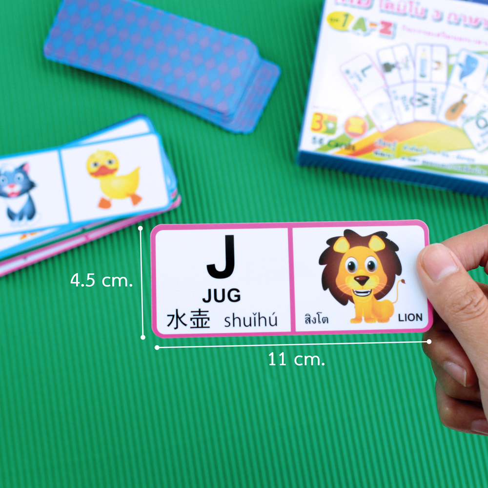 ขนาดบัตร เกมโดมิโน เกมการศึกษาชุดคำศัพท์ 3ภาษา ไทย-จีน-อังกฤษ ET-516-619