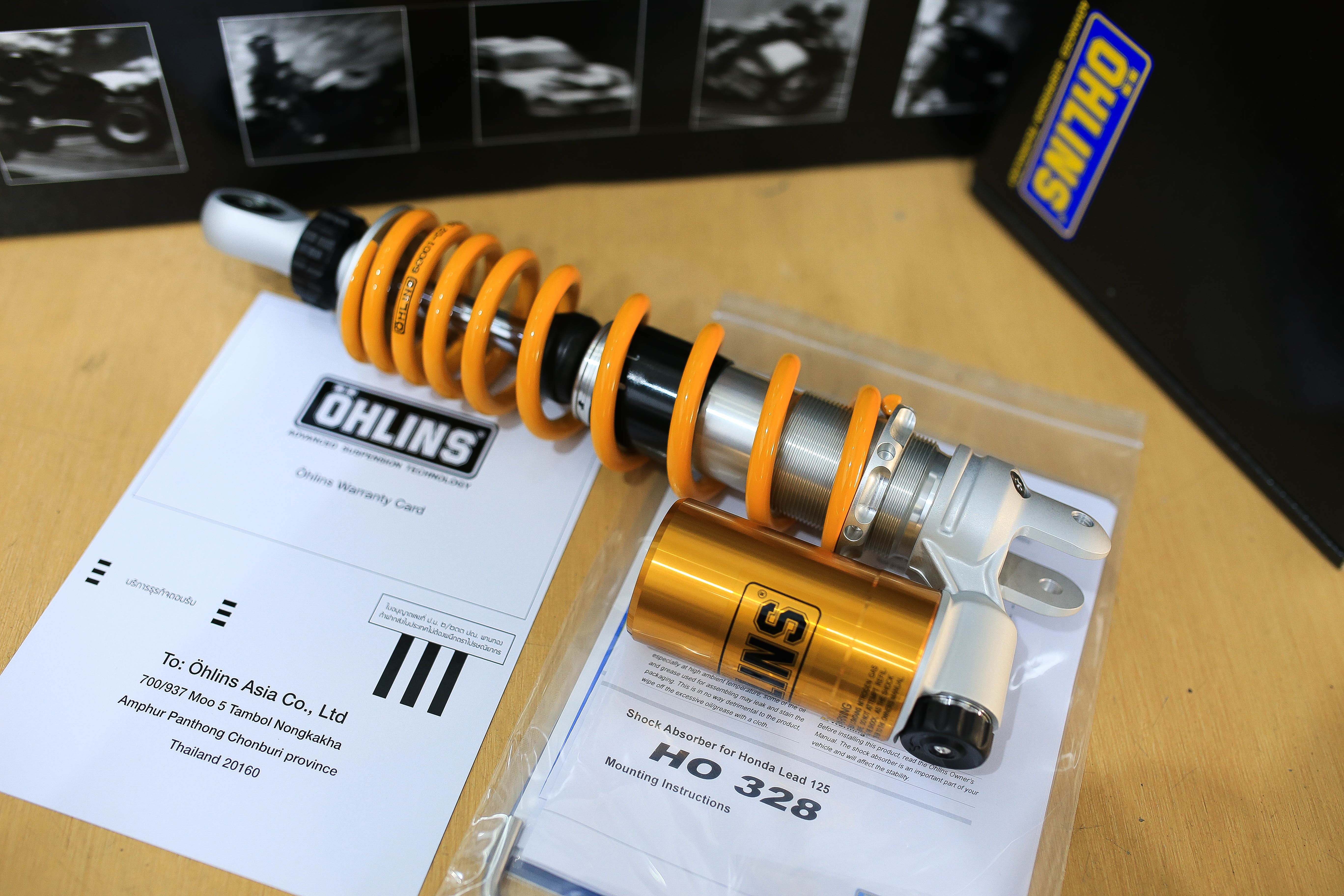 โช๊คหลังOHLINS HO328 (328.5 mm Honda Lead125) Honda Giorno125,Lead125 ราคา13500