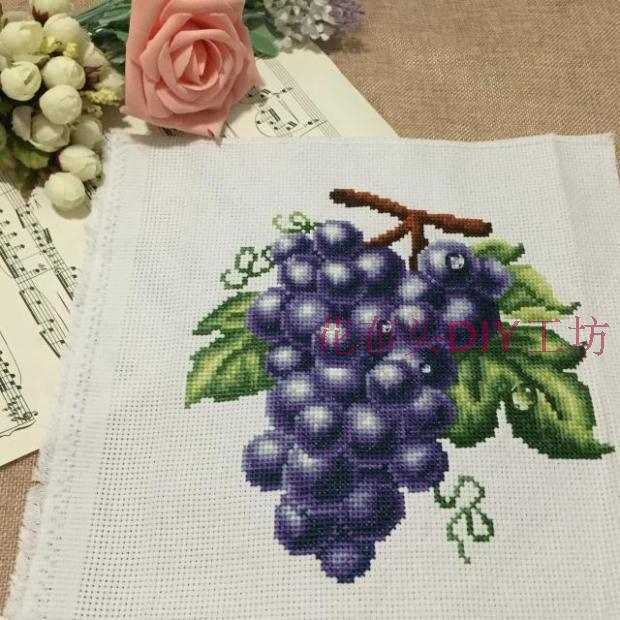 fruit-1102 *สินค้าหมด* ชุดปักครอสติช ลายเซต 4 ชิ้น แอปเปิ้ล ส้ม องุ่น ทับทิม (ผ้า11CTพิมพ์ลาย ปัก 3 เส้นเล็ก) ขนาดภาพละ 32*32 ซม.ผ้าครอสติช 11CTพิมพ์ลายปักบนผ้า ไหมคอตตอน 76 สี ผังลาย เข็ม