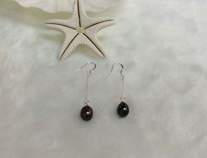 ต่างหูไข่มุกแท้ แบบโซ่ ก้านเงินแท้ 7-8 มิล. หมดค่ะ