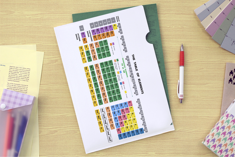 แฟ้มซอง A4 พิมพ์ลายตารางธาตุ