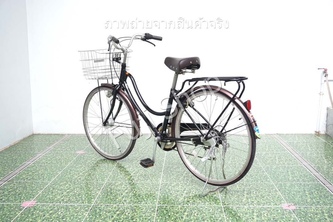 จักรยานแม่บ้านญี่ปุ่น - ล้อ 27 นิ้ว - เกียร์ 6 สปีด - ไฟหน้าอัตโนมัติ - Marukin - สีดำ [จักรยานมือสอง]