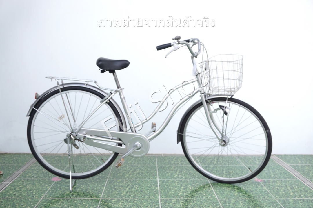 จักรยานแม่บ้านญี่ปุ่น - ล้อ 27 นิ้ว - ไม่มีเกียร์ - ไฟหน้าอัตโนมัติ - สีเงิน [จักรยานมือสอง]