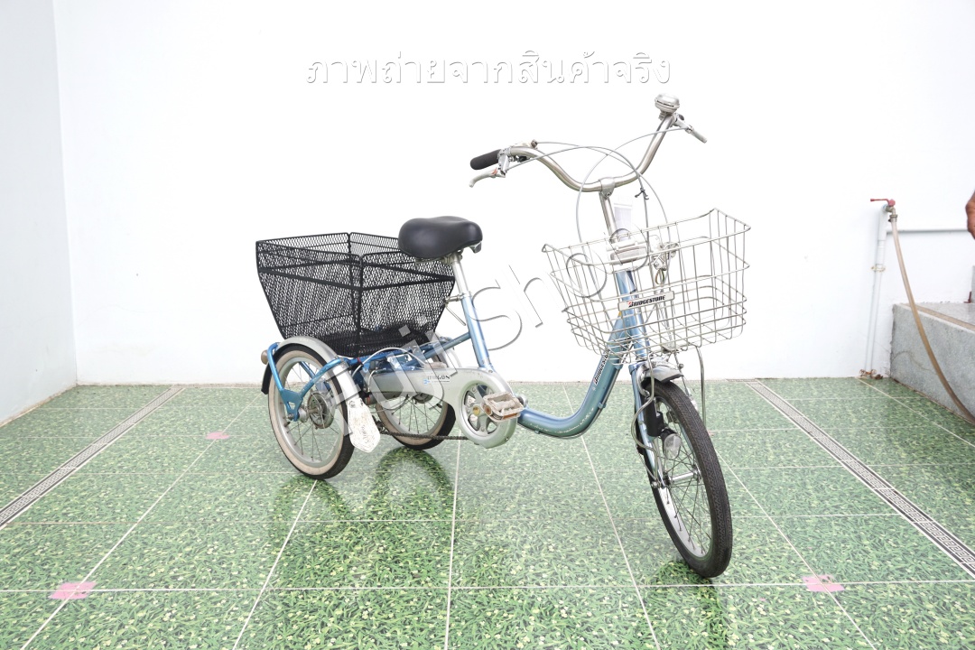 จักรยานสามล้อญี่ปุ่น - ล้อ 18/16 นิ้ว - มีเกียร์ - อลูมิเนียม - Bridgestone - สีฟ้า [จักรยานมือสอง]