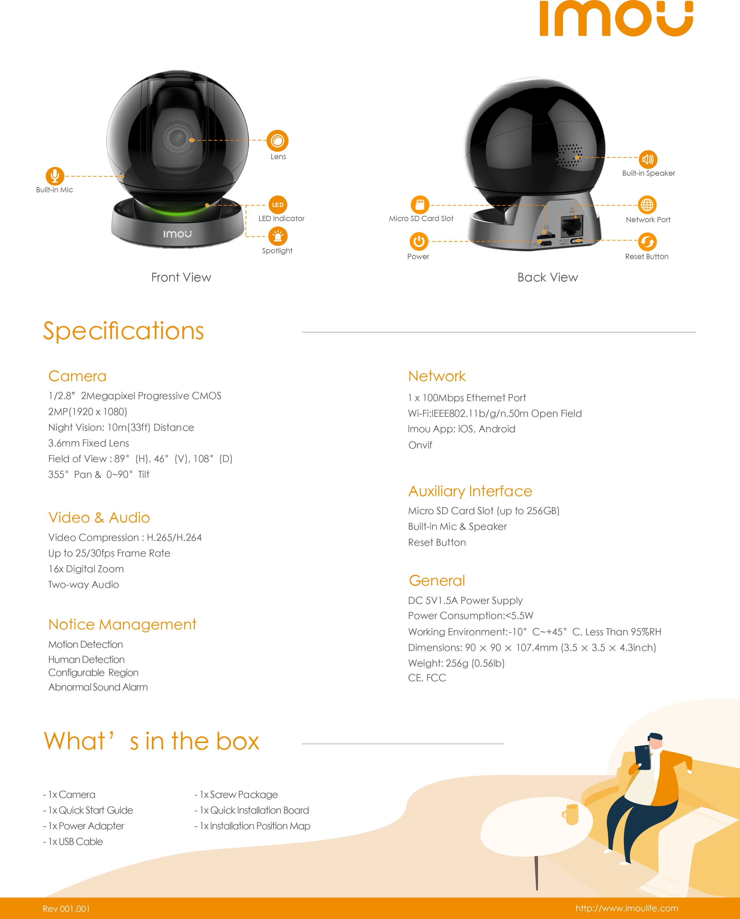 IMOU REX IPC-A26LP : กล้องวงจรปิดระบบ IP WIFI 2 ล้านพิกเซล สำหรับติดตั้งภายใน มีไมค์และลำโพงในตัว BY BILLIONAIRE SECURETECH IMOU REX