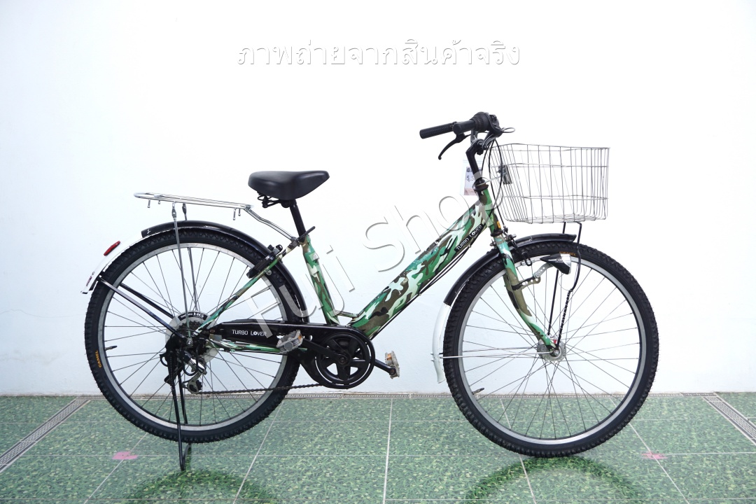 จักรยานแม่บ้านล้อโต ญี่ปุ่น - ล้อ 27.5x1.95 - เกียร์ 6 สปีด - ไฟหน้าอัตโนมัติ - Turbo Lover - สีเขียว [จักรยานมือสอง]