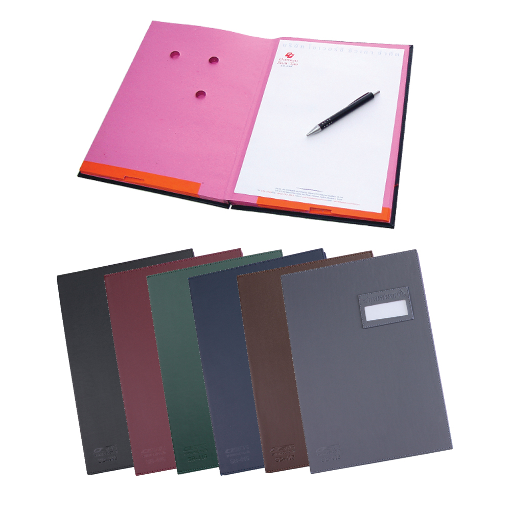 สมุดเสนอเซ็น ปกหนังเทียม ไส้กระดาษซับ A4 SB-416 คละสี
