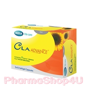 (ซื้อ 3 ราคาพิเศษ) MEGA We Care CLA Advance (1กล่อง/30เเคปซูล) เมก้า วีเเคร์ ซี แอล เอ แอดวานซ์ (ผลิตภัณฑ์เสริมอาหาร) น้ำมันเมล็ดทานตะวัน