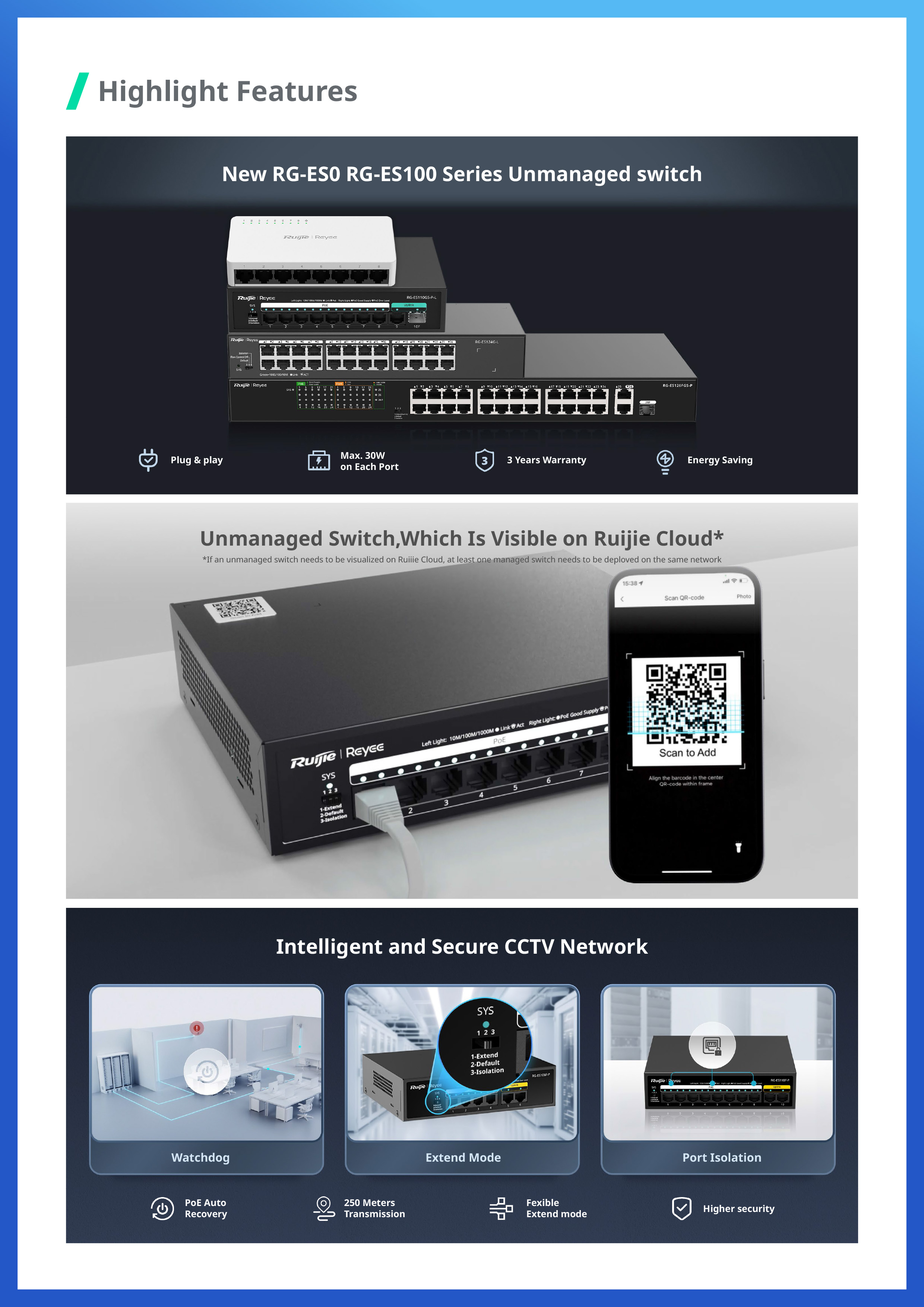 RUIJIE RG-ES106F-P : 4+2 Port 10/100 Mbps Unmanaged PoE Switch BY BILLIONAIRE SECURETECH RG-ES106F-P