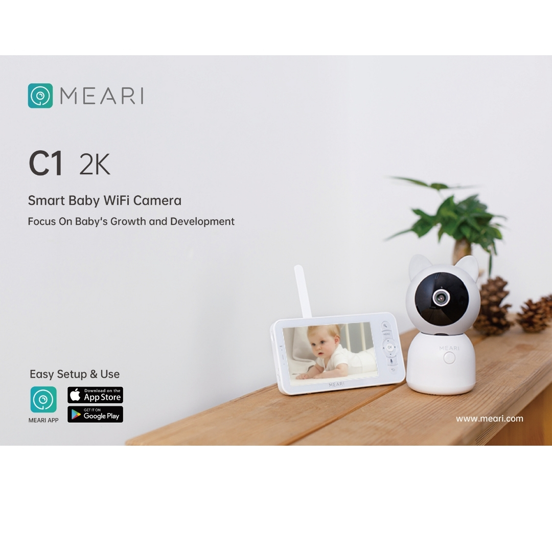 MEARI C1 กล้องวงจรปิดระบบ IP 3MP Smart Baby WiFi Camera มีระบบเสียงสองทาง และหน้าจอขนาด 5 นิ้ว BY BILLIONAIRE SECURETECH MEARI C1