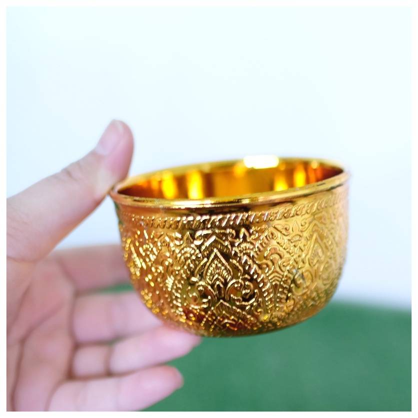 ขันน้ำลายไทย 8 ซม.ทอง(1*6)