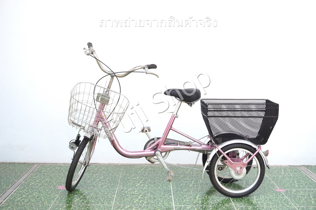 จักรยานสามล้อญี่ปุ่น - ล้อ 18 / 16 นิ้ว - ไม่มีเกียร์ - อลูมิเนียม - Bridgestone - สีชมพู [จักรยานมือสอง]