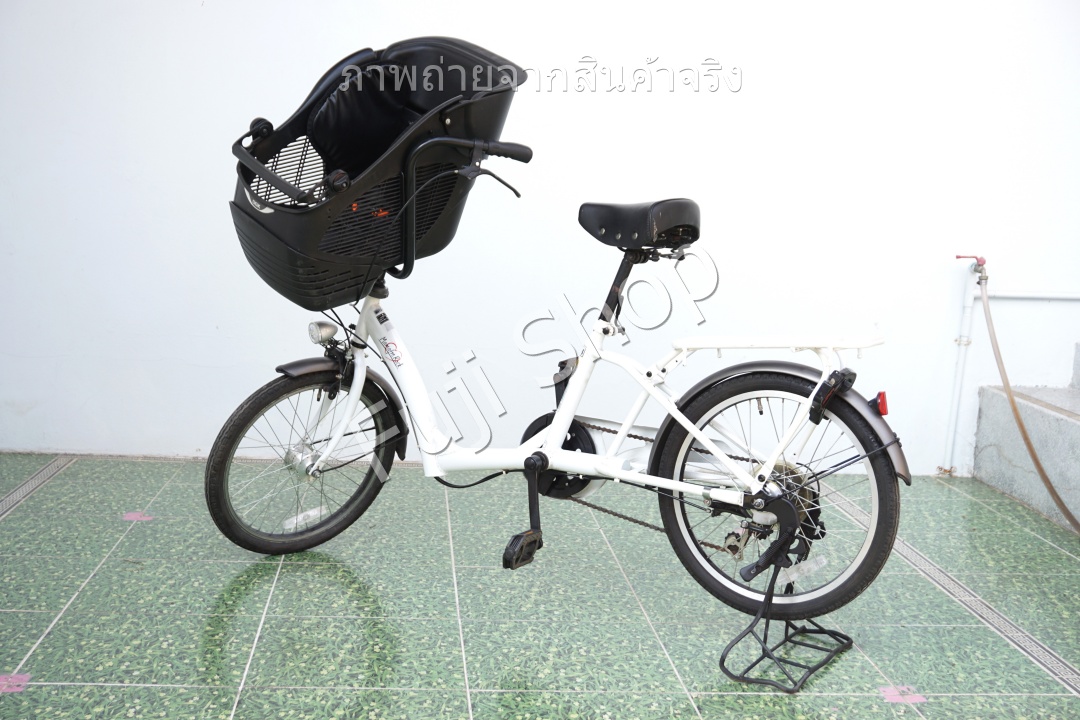 จักรยานแม่บ้าน Cargo ญี่ปุ่น - ล้อ 20 นิ้ว - เกียร์ดุม 3 สปีด - ไฟหน้าอัตโนมัติ - ตะกร้ากลางแฮนด์ - สีขาว [จักรยานมือสอง]