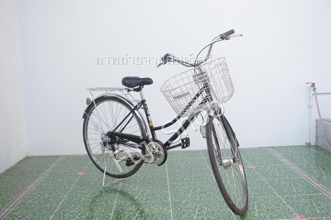 จักรยานแม่บ้านญี่ปุ่น - ล้อ 27 นิ้ว (ยางตัน) - เกียร์ 6 สปีด - ไฟหน้าอัตโนมัติ - สีดำ [จักรยานมือสอง]