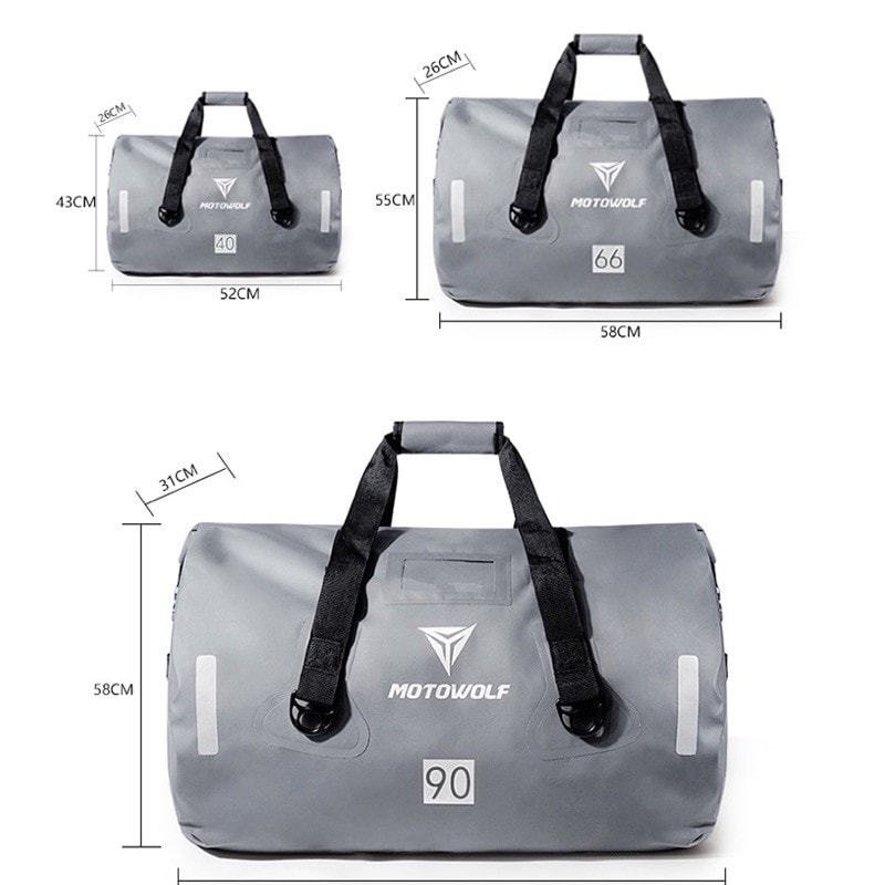 กระเป๋ากันน้ำ มัดท้าย สำหรับรถมอเตอร์ไซด์ Motowolf (แท้) 90L