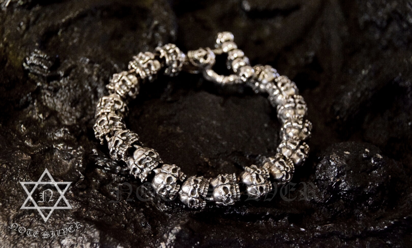ข้อมือเงินแท้ กะโหลกลูกปัด Sterling Silver 925 NSSK735