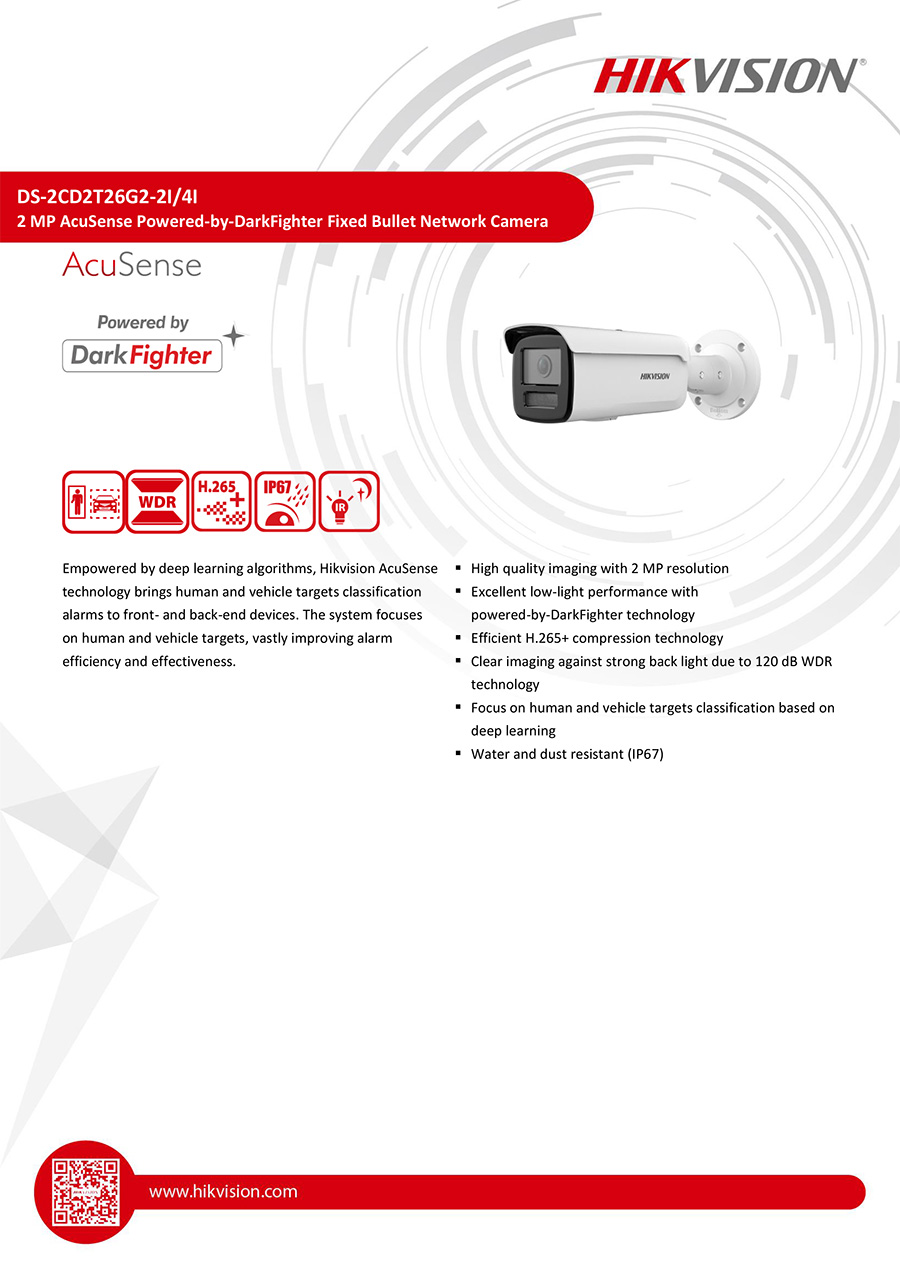 HIKVISION DS-2CD2T26G2-2I กล้องวงจรปิดระบบ IP ความละเอียด 2 ล้านพิเซล ไม่ใช่กล้อง WIFI BY BILLIONAIRE SECURETECH DS-2CD2T26G2-2I