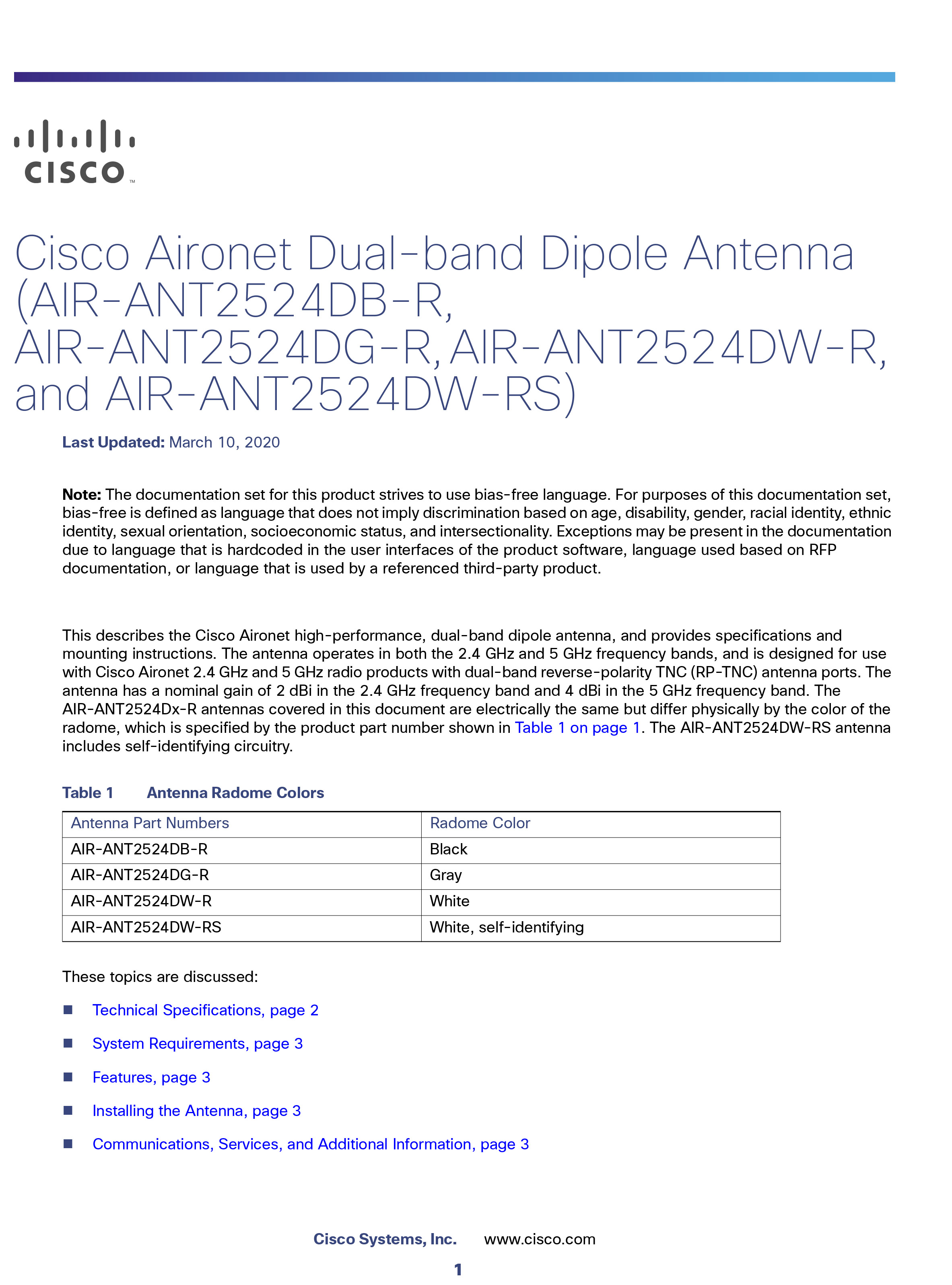 CISCO AIR-ANT2524DW-R Antenna 2.4 GHz 2 dBi/5 GHz 4 dBi Dipole Ant., White, RP-TNC BY BILLIONAIRE SECURETECH AIR-ANT2524DW-R