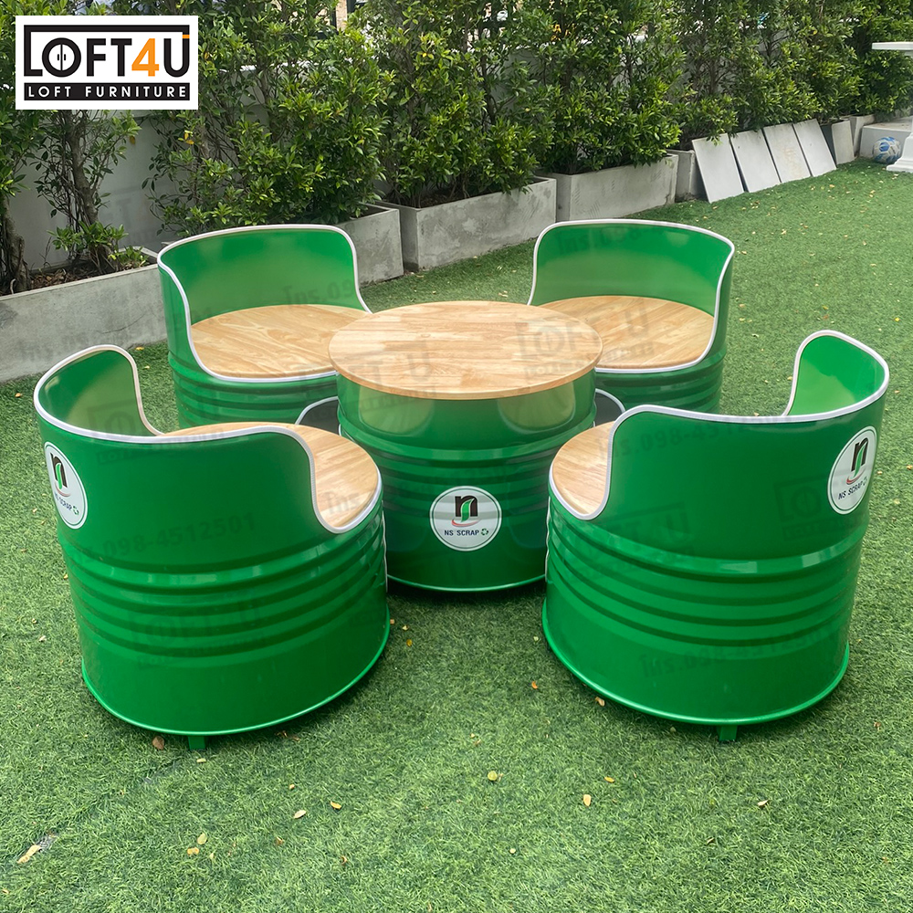 โต๊ะคาเฟ่ Cafe Table Set : wooden cushion / 4 seats