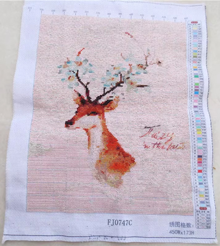 deer-1019 *พร้อมส่ง* ชุดปักครอสติช ลายเซต 3 ชิ้น กวางเขางาม ( ปักเต็มผืนผ้า ปักครั้งละ 3 เส้นเล็ก ) ขนาดภาพละ 45*50 ซม.ผ้าครอสติช 11CTพิมพ์ลายปักเต็มลายผ้า ไหมคอตตอน 66 สี ผังลาย เข็ม