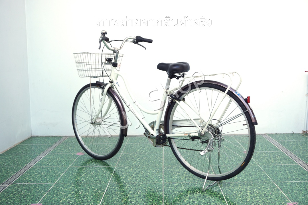 จักรยานแม่บ้านญี่ปุ่น - ล้อ 27 นิ้ว - เกียร์ 6 สปีด - ไฟหน้าอัตโนมัติ - สีขาว [จักรยานมือสอง]