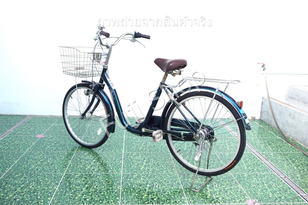 จักรยานแม่บ้านญี่ปุ่น - ล้อ 22 นิ้ว - เกียร์ดุม 3 สปีด - ไฟหน้าอัตโนมัติ - Asahi - สีเขียว [จักรยานมือสอง]