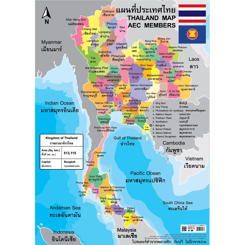 โปสเตอร์ความรู้ แผนที่ประเทศไทย EP-307 EQ-307