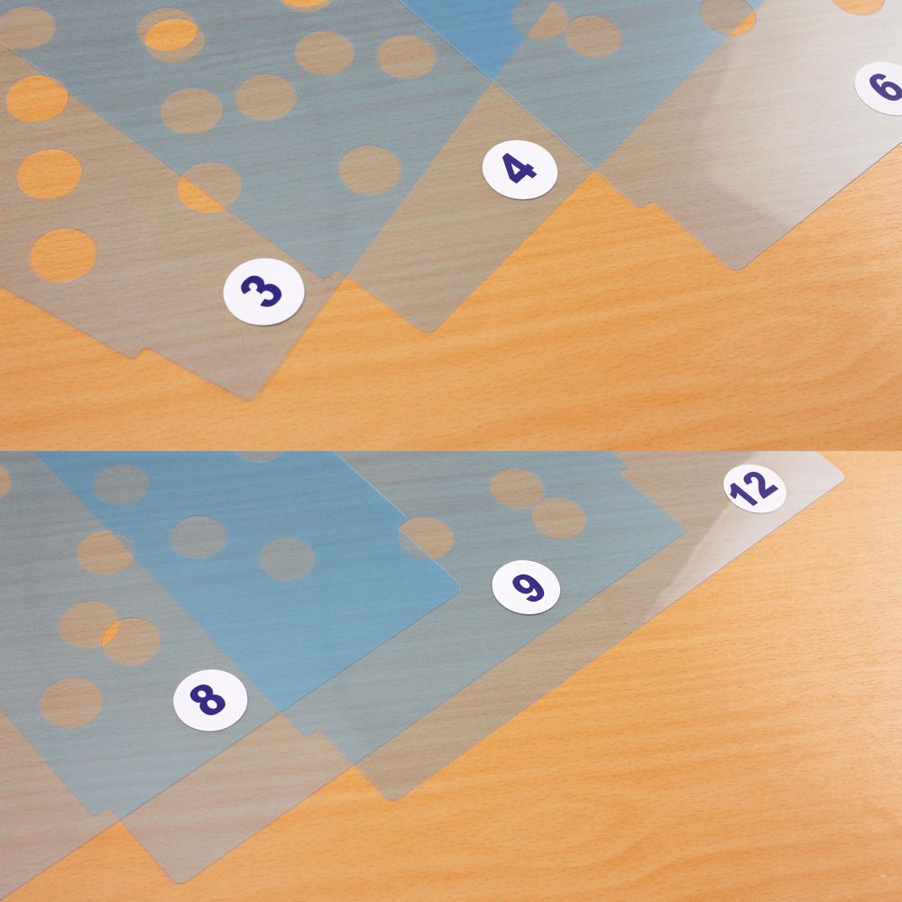 ชุดเรียนรู้ ตัวคูณร่วมน้อย ET-115 แผ่นใสหนา 200 ไมครอน เจาะวงกลม