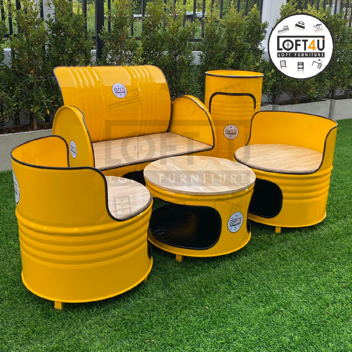 ชุดโซฟานั่งชิว : Living Table Set+ : wooden cushion / 3-4 seats