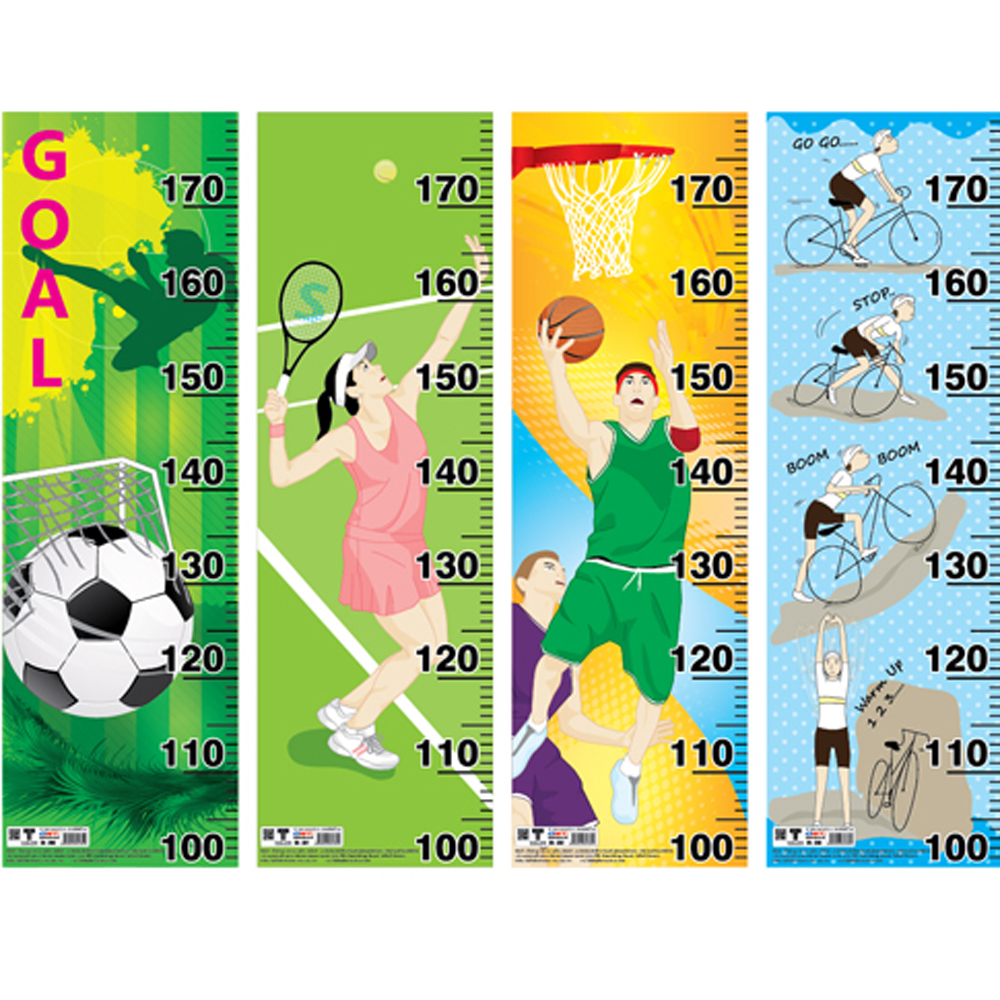 Height Measurement Charts 100-180 cm. Sports Pattern
