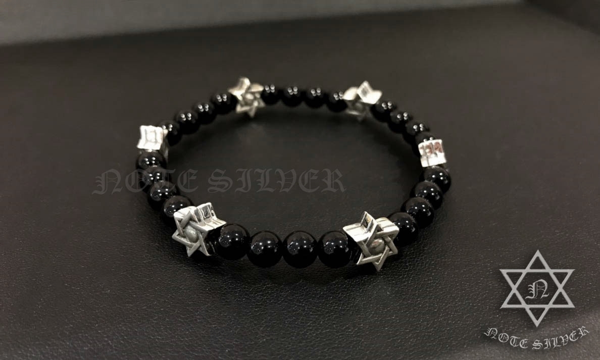 สร้อยข้อมือนิล สลับเม็ดดาวหกแฉกเงินแท้ Sterling Silver 925 NSRG2163