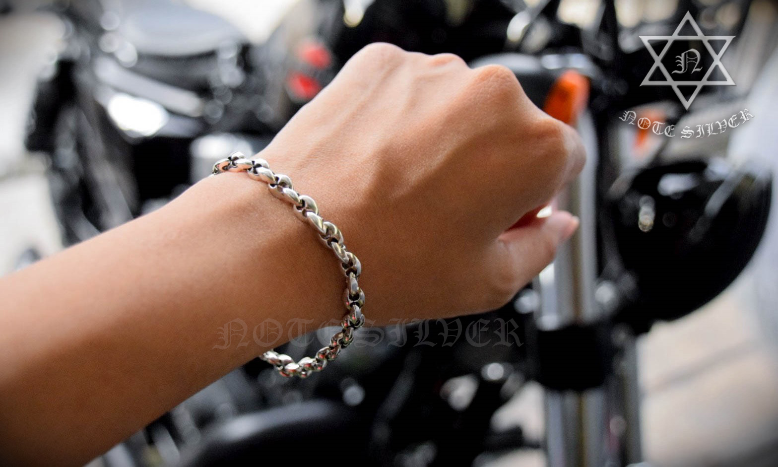 ข้อมือเงินแท้อินฟินิตี้ Size M ตัวล็อค star of david Sterling Silver 925 NSBL1560