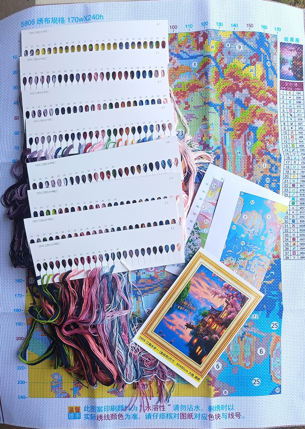 home-1018 *พร้อมส่ง* ชุดปักครอสติช ลายบ้านริมคลอง (ปักเต็มผืนผ้า ไม่มีเดินเส้น ผ้า 9CTพิมพ์ลาย ปัก 4 เส้นเล็ก) ขนาด 60*80 ซม.ผ้าครอสติช 9CTพิมพ์ลายปักบนผ้า ไหมคอตตอน 38 สี ผังลาย เข็ม