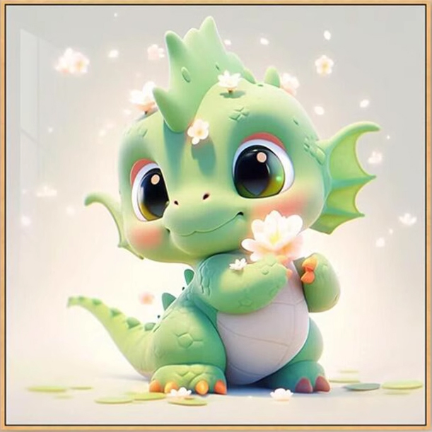dragon-1110 *สินค้าหมด* ชุดปักครอสติช ลายมังกรเขียวน้อย (ปักเต็มผืนผ้า ไม่มีเดินเส้น ผ้า11CTพิมพ์ลาย ปัก 3 เส้นเล็ก) ขนาด 50*50 ซม.ผ้าครอสติช 11CTพิมพ์ลายปักบนผ้า ไหมคอตตอน 31 สี ผังลาย เข็ม