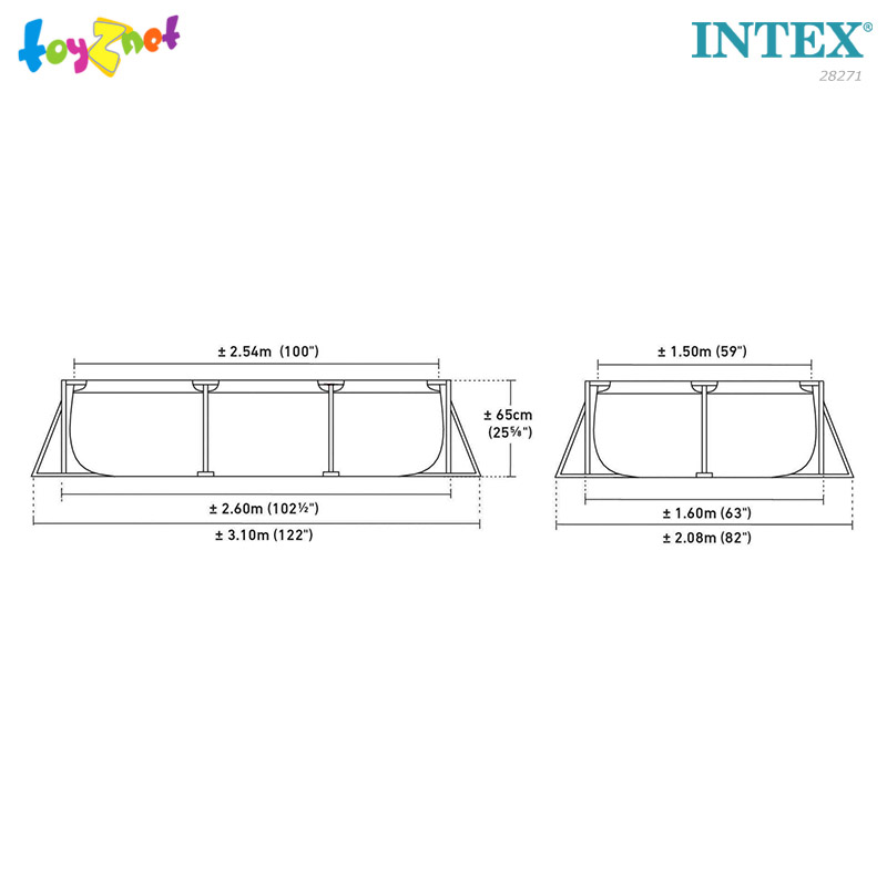 Intex Rectangular Frame Pool 2.6x1.6x0.65 m no.28271
