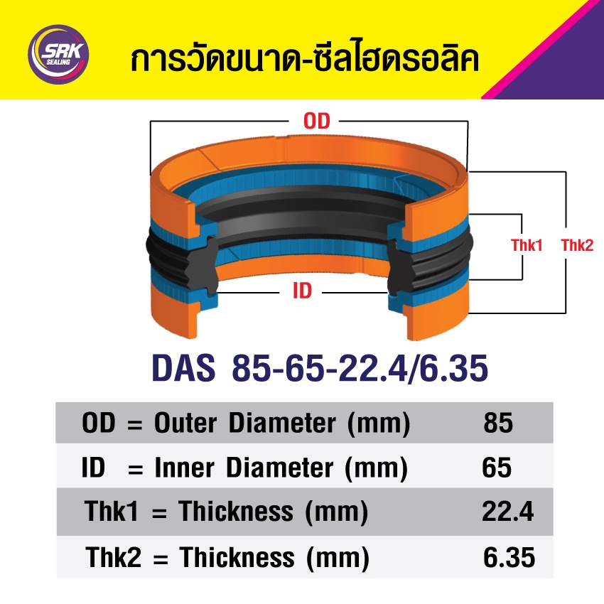 DAS 85-65-22.4/6.35 ซีลลูกสูบ ,ซีลลูกสูบ5ชิ้น ,COMPACT PISTON SEAL,คอมแพคซีล,ซีลดาส