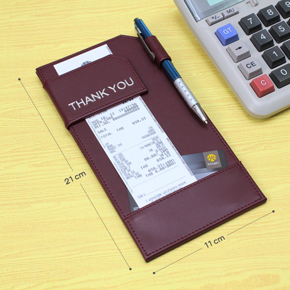 ขนาดสมุดเดินบิล แบบหนีบ หนังเทียม WB-404 Slip Pad พิมพ์ Thank You
