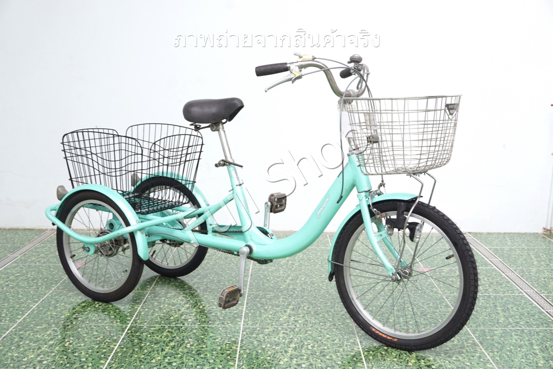 จักรยานสามล้อญี่ปุ่น - ล้อ 20/18 นิ้ว - มีเกียร์ - อลูมิเนียม - Maruishi - สีเขียว [จักรยานมือสอง]