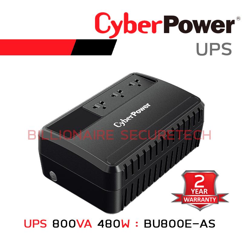 CYBERPOWER BU800E-AS เครื่องสำรองไฟ UPS 800VA 480W รับประกัน Onsite 2 ปี BY BILLIONAIRE SECURETECH BU800E-AS