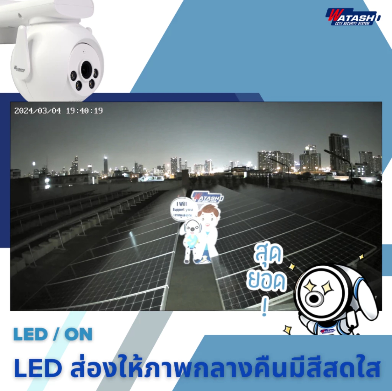 WATASHI WIOT1047F กล้องวงจรปิดระบบ IP WIFI 4 ล้านพิกเซล มีไมค์และลำโพงในตัว BY BILLIONAIRE SECURETECH WIOT1047F