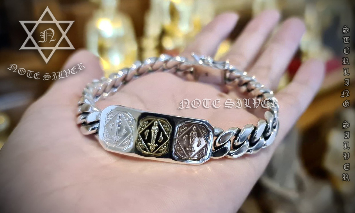 งานออเดอร์ จับแว็กเลี่ยมกรอบจับเลสข้อมือเงิน สายข้อมือเงินแท้ลายเลส Sterling Silver 925 NSBL2811