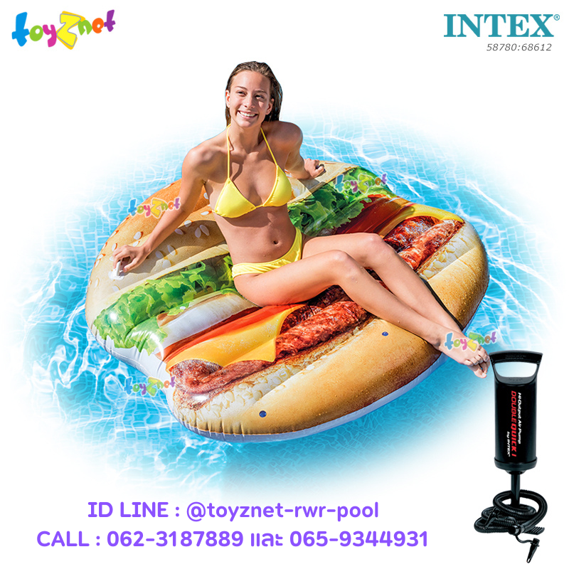 Intex แพแฮมเบอร์เกอร์ 1.45x1.42 ม. รุ่น 58780 + ที่สูบลมดับเบิ้ล ควิ๊ก วัน
