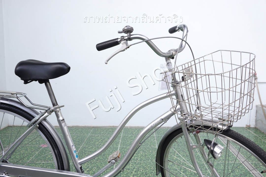 จักรยานแม่บ้านญี่ปุ่น - ล้อ 27 นิ้ว - ไม่มีเกียร์ - ไฟหน้าอัตโนมัติ - สีเงิน [จักรยานมือสอง]